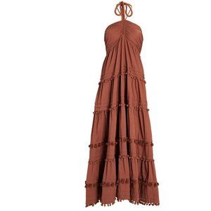 INTERMIX Lydia Tiered Halter Maxi Dress In Brown